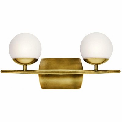 Jasper Mid-Century 16.5" Vanity Light in Natural Brass with Opal Glass