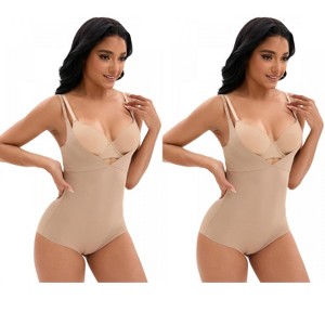 INSPIRE CHIC 2 Pcs Women's Cami Adjustable Straps Tummy Control Butt Lifter Body Shapers - 1 of 4