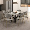 LeisureMod Upholstered Dining Chair inLeather/Velvet with Stainless Steel Legs Bella Series Set of 2 - 3 of 4