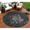 Charcoal Gray And Silver Abstract Washable Indoor Outdoor Area Rug - 2 of 4