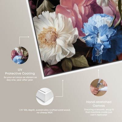 Elegant Floral Canvas Wall Art with White Floater Frame, 15" x 10"