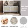 Whisen Boho Entryway Storage Bench, Wooden Shoe Bench, Cushioned Bench with Double Doors - 3 of 4