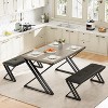 Dining Table Set for 4 with 2 Upholstered Benches - 2 of 4
