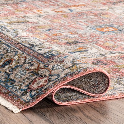 Harriet Orange Vintage Medallion Square Area Rug