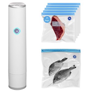 Basicwise Handheld Vacuum Sealer with Reusable Bags – Airtight Food Storage, Sous Vide, Fridge Prep & Kitchen Organization - 1 of 4
