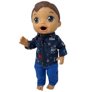 Doll Clothes Superstore Handmade USA Print Jacket Pants Fits 12 Inch Baby Alive And Little Baby Dolls - 1 of 4