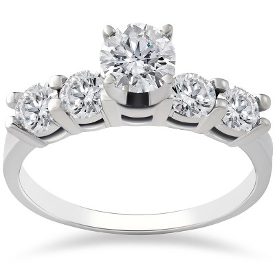 Pompeii3 1ct Diamond Engagement Ring Five Stone 14k White Gold