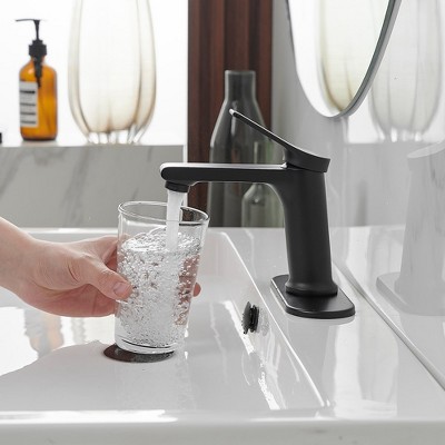 Matte Black Single-Handle Bathroom Faucet with Nickel Finish