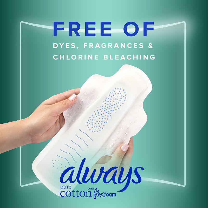 Always Pure Cotton Overnight Pads with Wings - Size 4, 5 of 10