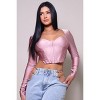 Slickblue Cropped Corset Top for Women, Long Sleeves, Hook & Eye Front, Queen Anne Neck, Rosewood, Size S-L - 2 of 4