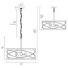 LNC Cartlann 3-Light 22" Modern Drum Medium Chandelier, Matte Black and Gold - 3 of 4