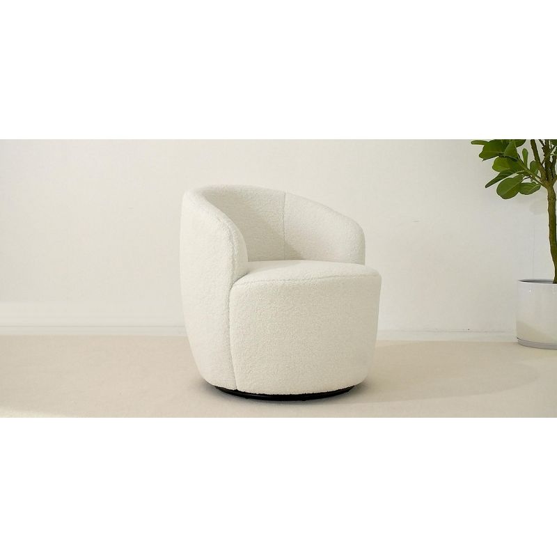 360° Swivel 25.60'' Wide Soft Touch Modern Teddy Tiny Upholstered Barrel Varity Chairs -The Pop Maison, 1 of 9