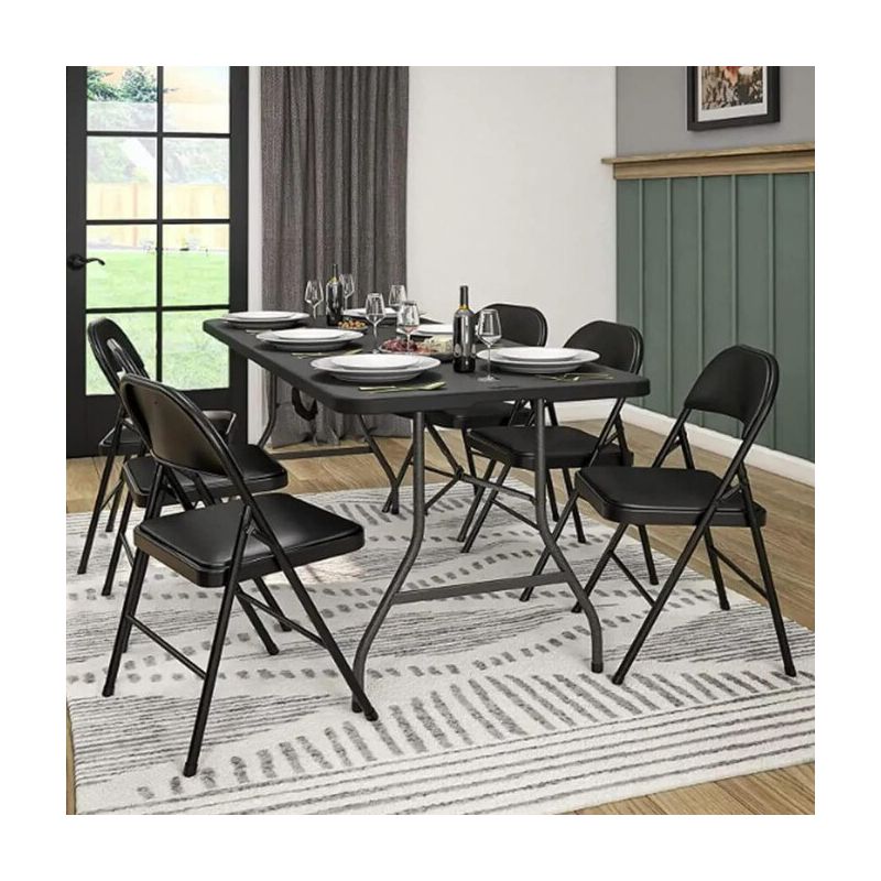SUGIFT Folding Chairs with Padded Seats 6 Pack Black Metal Padded Folding Chair with Steel Frame for Events Office Wedding Party - 330 lb Capacity, 3 of 10