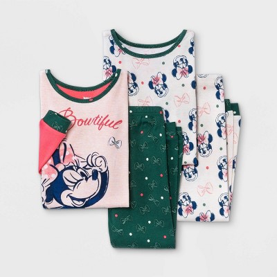 Baby Girls' 4pc Minnie Mouse Snug Fit Pajama Set - Pink 12M