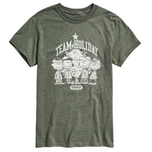 Men's - Peanuts - Snoopy Charlie Linus Sally and Lucy Team Holiday Spirit Short Sleeve Graphic T-Shirt - 1 of 4