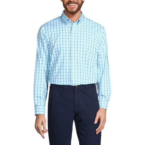 Lands' End Men's Pattern No Iron Supima Pinpoint Button Down Collar ...