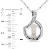 EVERLY JEWELRY | Sterling Silver 9-9.5mm White Cultured Freshwater Pearl and Diamond Pendant with Chain, 18" - 4 of 4