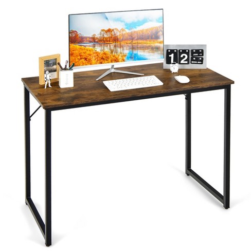 Costway Modern Computer Desk 47'' Study Writing Table w/ Storage Bag Black