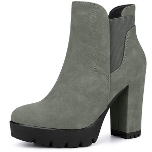 BLISSFUL STEP Women's Halloween Chunky High Heel Platform Zipper Chelsea Boots - 1 of 4