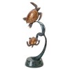 SPI Home Double Turtles on Ribbon Sculpture – 12" Solid Brass Sea Life Figurine with Flowing Base for Coastal or Nautical Display - 3 of 4