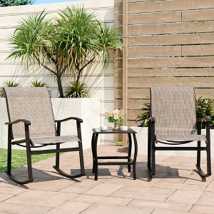 Celebalcony 3 Piece Outdoor Furniture Rocking Patio Set Dark Gray - 1 of 4