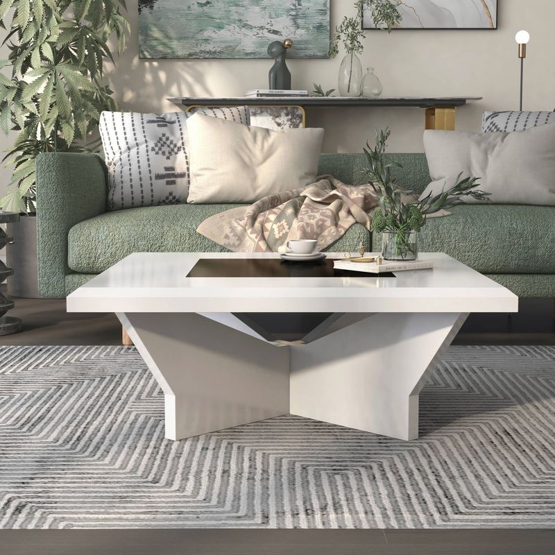 Manke Square Contemporary Modern Coffee Table White - miBasics, 3 of 7