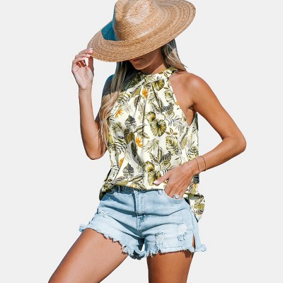 Women's Floral High-Neck Tank Top - Cupshe
