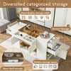 Modern Island Vanity Dresser and Display Storage Cabinet with Glass Tabletop, Display Shelf&6 Drawers for Cloakroom and Bedroom,Cream White-ModernLuxe - 4 of 4