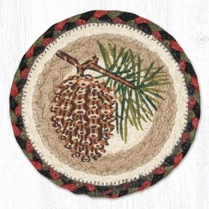 Earth Rugs Pinecone Round Large Coaster 7" Rustic Lodge Cabin Decor - 1 of 3