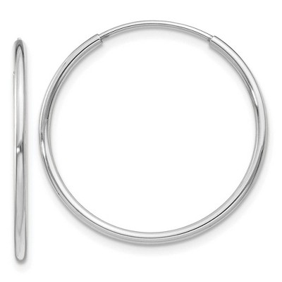 Black Bow Jewelry 1.2mm x 23mm 14k White Gold Polished Endless Tube Hoop Earrings