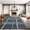 8*10FT Washable Rug, Modern Non-Slip Geometric for Hallway, Kitchen, Low Pile Non-Shed Floor Carpet for Laundry & Bathroom, Foldable  Mat Black Grey - 2 of 4