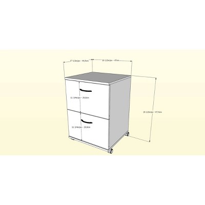 Black 2-Drawer Mobile Filing Cabinet with Lock