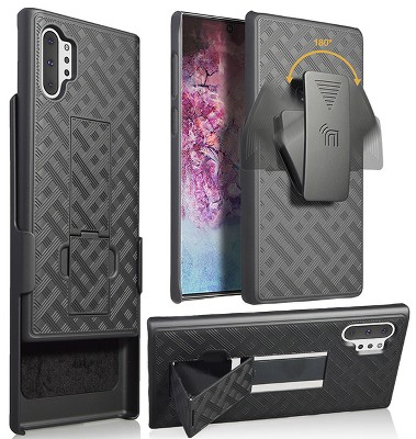Nakedcellphone Case with Stand and Belt Clip Holster for Samsung Galaxy Note 10 Plus - Black