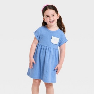 Toddler Girls' Pocket Dress - Cat & Jack Blue 5T