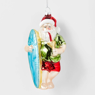 Beach Santa Glass Christmas Tree Ornament - Wondershop™