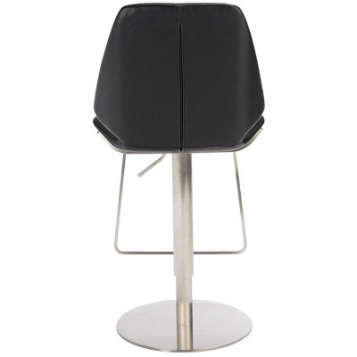 Sleek Saddle-Style 24" Black Leather & Metal Barstool