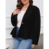 Womens Plus Size Blazzer Open Front Peplum Jacket Long Sleeve Button Open Front Office Work Business Casual Lapel Blazer Jacket - 3 of 4