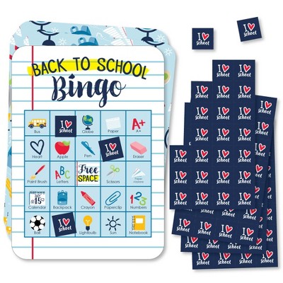 Big Dot of Happiness Back to School - Picture Bingo Cards and Markers - First Day of School Classroom Activities Bingo Game - Set of 18