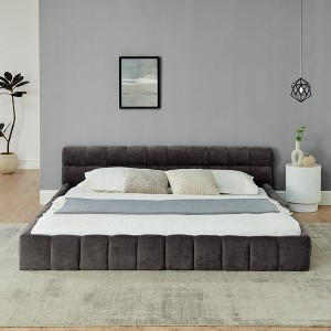 Empire DigiLabs King Size Chenille Grounded Beds Frame with Headboard for Bedroom, Platform Beds with Solid Frame, No Box Spring Needed - 1 of 4