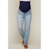 PinkBlush Light Blue Distressed Frayed Hem Maternity Jeans - 2 of 4