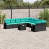 vidaXL 11 Piece Patio Sofa Set with Cushions Black Poly Rattan - 2 of 4