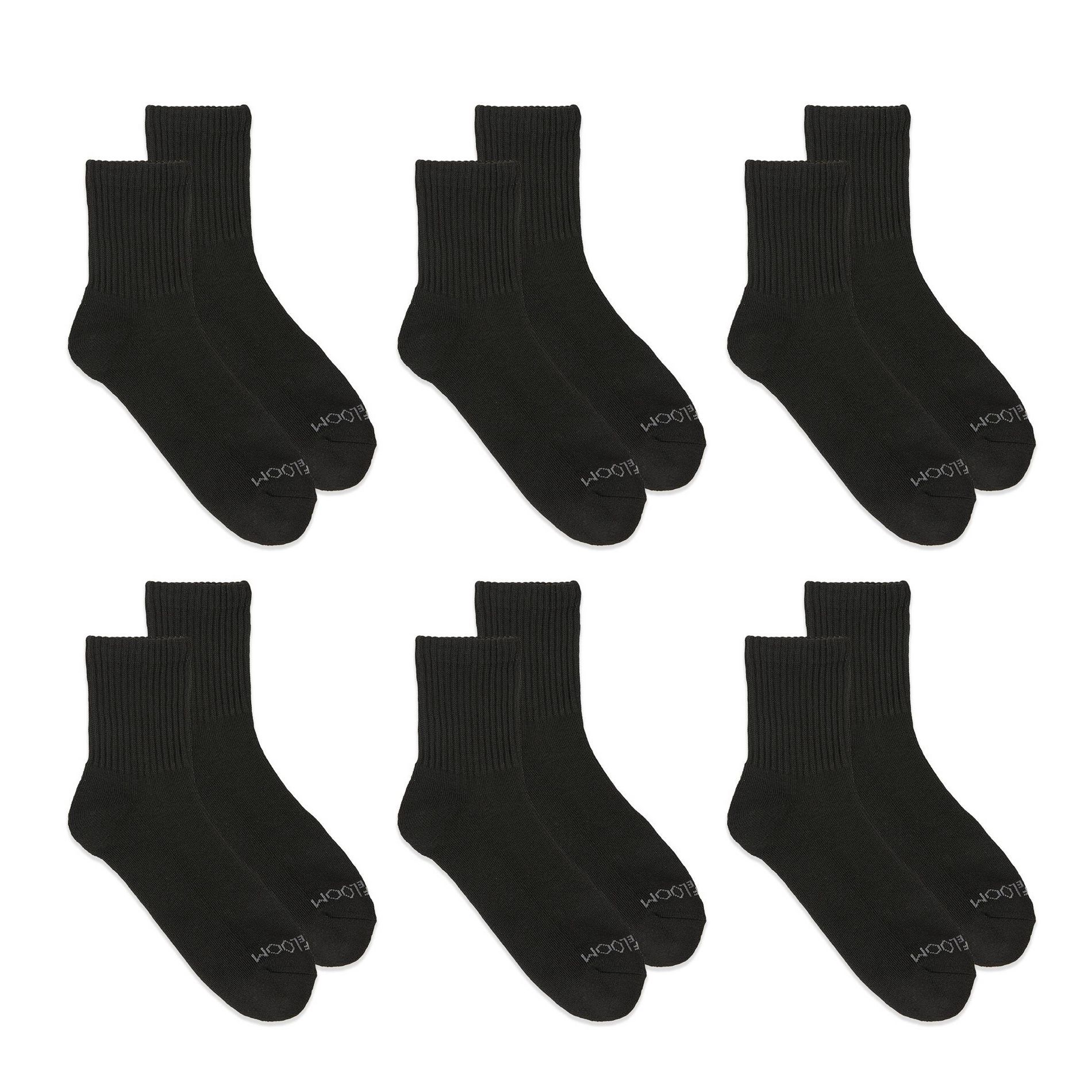 Fruit of the Loom Women's 6pk Mid Crew Socks - Black