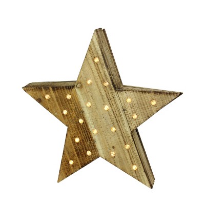Kaemingk 15.5" Luxury Lodge LED Lighted Country Rustic Natural Wooden Star Christmas Decoration