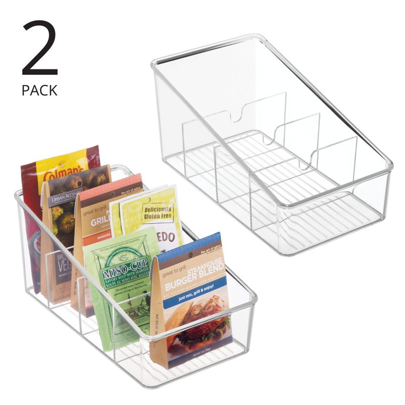 mDesign Plastic Multi-Section Food Packet Kitchen Organizer Bins, 2 of 9