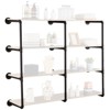 VEVOR Industrial Pipe Shelf, 4 Tier 3PCS, 11.8in Applicable Board Width Wall-Mount Floating Rustic Wood Shelves Bracket Bookshelf, Black - 2 of 4