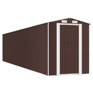 vidaXL Garden Shed Dark Brown Galvanized Steel Large Garden Shed - 1 of 4