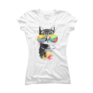 Junior's Design By Humans Cat Breeze By Artemple T-Shirt - 1 of 3