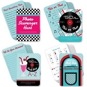 Big Dot of Happiness 50’s Sock Hop - 4 1950s Rock N Roll Party Games - 10 Cards Each - Gamerific Bundle - 1 of 4