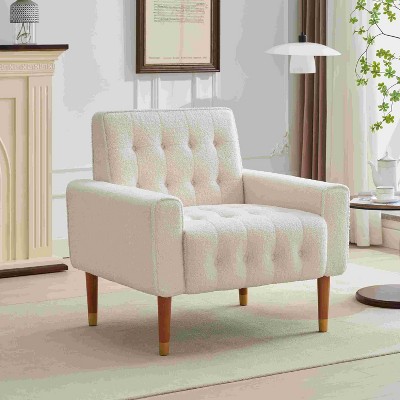 CAVINAS Velvet Accent Chair with Mid-Height Tufted Backrest,Modern Upholstered Living Room Chairs,Reading Chairs for Living Room