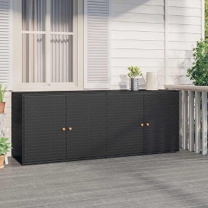 VidaXL Garden Storage Cabinet Black 78"x21.9"x31.5" Poly Rattan - 1 of 4